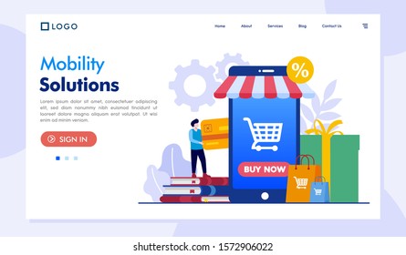 Mobility solutions landing page website illustration vector flat design 