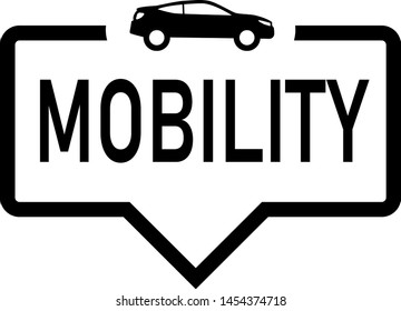 Mobility Speech bubble with icon, isolated. Flat design on white background