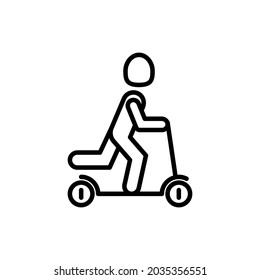 Mobility thin line icon, man on scooter. Modern vector illustration.