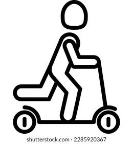 Icono de línea delgada de movilidad, hombre en moto. Ilustración vectorial moderna.