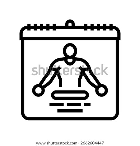 mobility training calendar line icon vector. mobility training calendar sign. isolated contour symbol black illustration