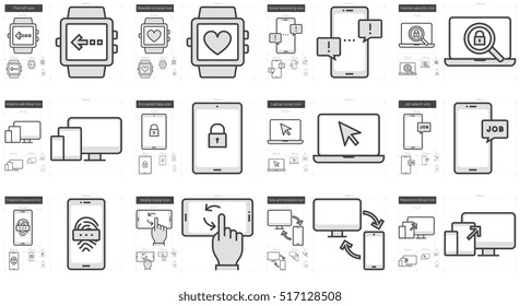 Mobility vector line icon set isolated on white background. Mobility line icon set for infographic, website or app. Scalable icon designed on a grid system.