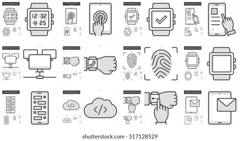 Mobility vector line icon set isolated on white background. Mobility line icon set for infographic, website or app. Scalable icon designed on a grid system.