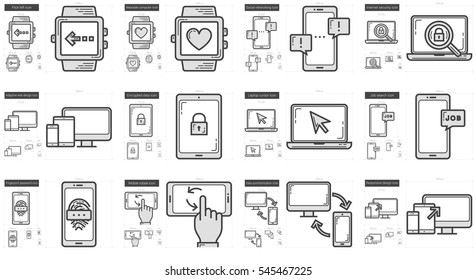 Mobility vector line icon set isolated on white background. Mobility line icon set for infographic, website or app. Scalable icon designed on a grid system.