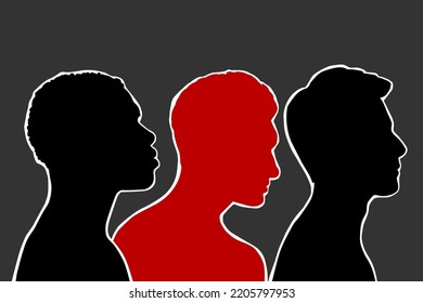 Mobilization. Choice concept. Silhouettes of different men. Vector flat illustration.