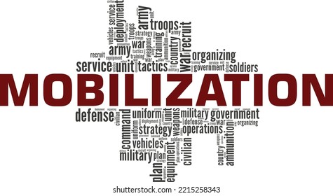 Mobilization word cloud conceptual design isolated on white background.
