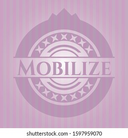 Mobilize realistic pink emblem. Vector Illustration. Detailed.