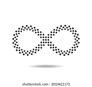 Mobius' loop made of black dots. Infinity symbol. Number eight 8
