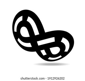 Mobius Loop Made Of Dotted White Line On Black One. Drawn On A Sphere. Infinity Loop Road Junction. Infinity Symbol