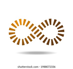 Bucle de Mobius hecho de piezas doradas. Símbolo de infinito