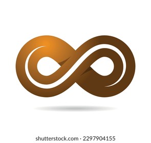 Mobius loop made of golden strip. Ribbon. Infinity symbol. 8 eight