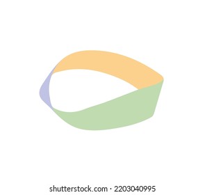 Mobius loop made of green, yellow and purple ribbon. The sign of infinity. Hand drawing in pastel colors.