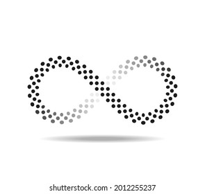 Mobius' loop made of grey dots. Infinity symbol. Number eight. 8