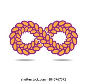 Mobius loop made of a laurel wreath or grain ears. Infinity symbol