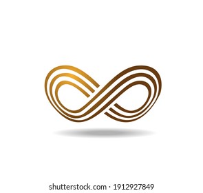 Mobius Loop Made Of Three Golden Lines. Infinity Symbol Drawn On A Sphere