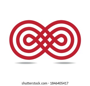 The Mobius Loop Made Of Three Red Lines. Infinity Symbol