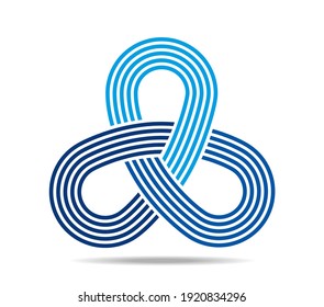 Mobius Loop With Three Elements Made Of Staff. Five Blue Lines. Infinity Symbol