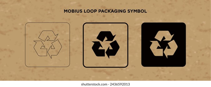 Mobius Loop vector packaging symbol on vector cardboard background. Handling mark on craft paper background