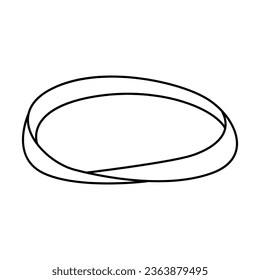 Mobius strip or one-sided surface hand drawn doodle vector illustration black outline. Back to school theme element, physics science, education.