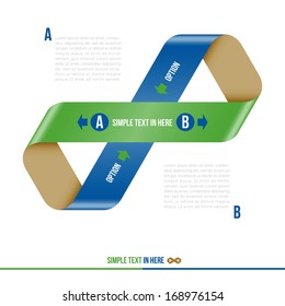 Mobius strip of paper. Vector option info-graphic. EPS 10. RGB. All effects are created with simple gradients, no transparency, no mesh.  File is layered with global colors. 