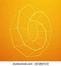 Mobius strip ring sacred geometry. Spatial figure with upturned surfaces. Optical illusion with dual circular contour. Wireframe low poly mesh vector illustration.