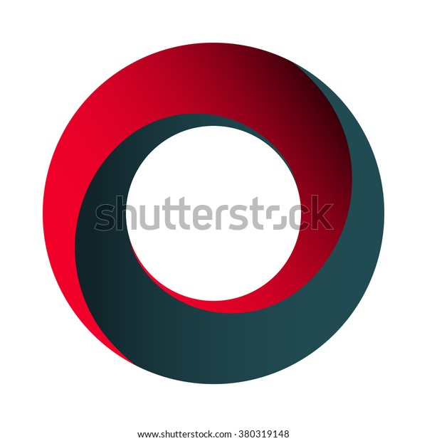モビウスの帯 サーフェスが反転した空間図形 2つの円形の輪郭を持つ光の錯覚 売り上げ 反復性 繰り返しを象徴するロゴ ベクターイラスト 赤と青の色 のベクター画像素材 ロイヤリティフリー
