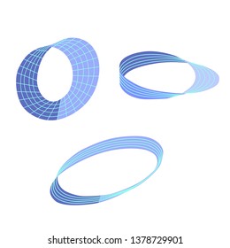 Mobius strips. Isometric vector illustrations. Design elements for scientific and abstract illustrations. Isolated on white background