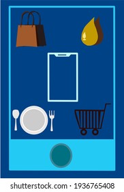 Mobli online payment shopping vector, model mobli, shop eat oil market.