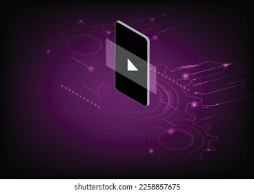 Moblie phone and vector abstract technology  internet technology.