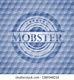 Mobster blue hexagon emblem. Vector Illustration. Detailed.