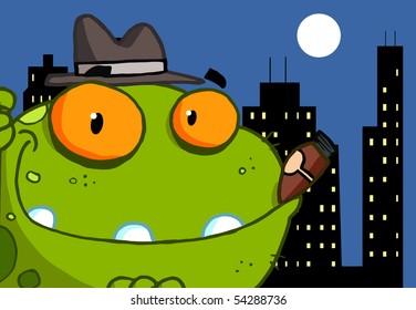 Mobster Frog Cartoon Character
