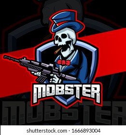 Mobster Gangster Skull Mascot Esport Logo Design