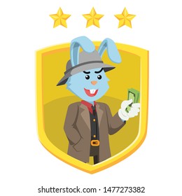 mobster with a shield emblem vector illustration