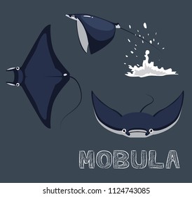 Mobula Ray Cartoon Vector Illustration