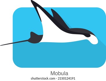 Mobula swimming in the sea, vector