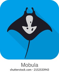 Mobula swimming in the sea, vector