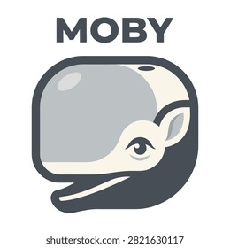 Moby company logo featuring a stylized whale head icon with one eye and text
