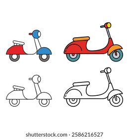 mobylette vector illustration set, bike, cycle, motor