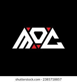 MOC triangle letter logo design with triangle shape. MOC triangle logo design monogram. MOC triangle vector logo template with red color. MOC triangular logo Simple, Elegant, and Luxurious design.