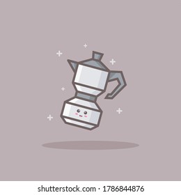 moca pot cartoon vector icon illustration, perfect for sticker , card etc.