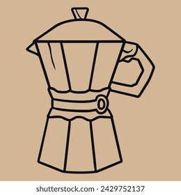 mocca pot, mocca pot coffee, illustration mocca pot, coffee machine, vector pot coffee, colored vector coffee
