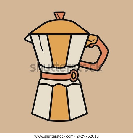 mocca pot, mocca pot coffee, illustration mocca pot, coffee machine, vector pot coffee, colored vector coffee