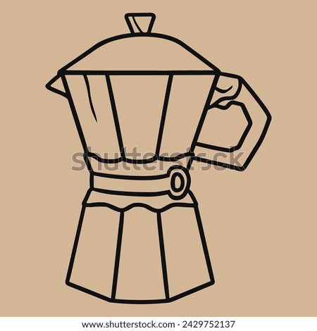 mocca pot, mocca pot coffee, illustration mocca pot, coffee machine, vector pot coffee, colored vector coffee