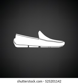 Moccasin icon. Black background with white. Vector illustration.