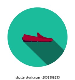 Moccasin Icon. Flat Circle Stencil Design With Long Shadow. Vector Illustration.