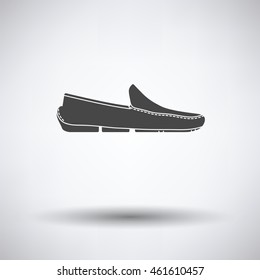 Moccasin icon on gray background with round shadow. Vector illustration.