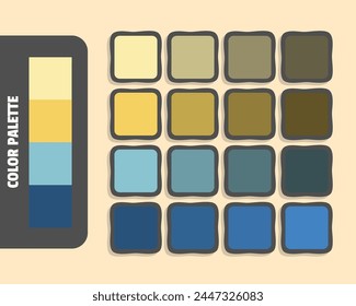 Moccasin sandybrown skyblue darkslateblue color palette, colour matching, rgb colors, harmonious colours catalog sample, design and edit idea