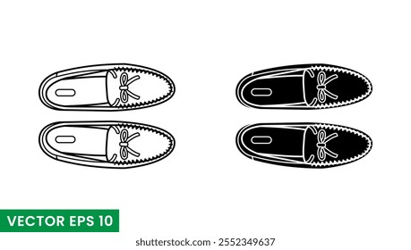 Icono del Vector de los zapatos del mocasín aislado en el fondo blanco