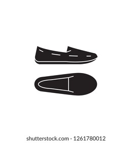 Moccasins black vector concept icon. Moccasins flat illustration, sign
