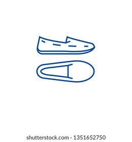 Moccasins line icon concept. Moccasins flat  vector symbol, sign, outline illustration.